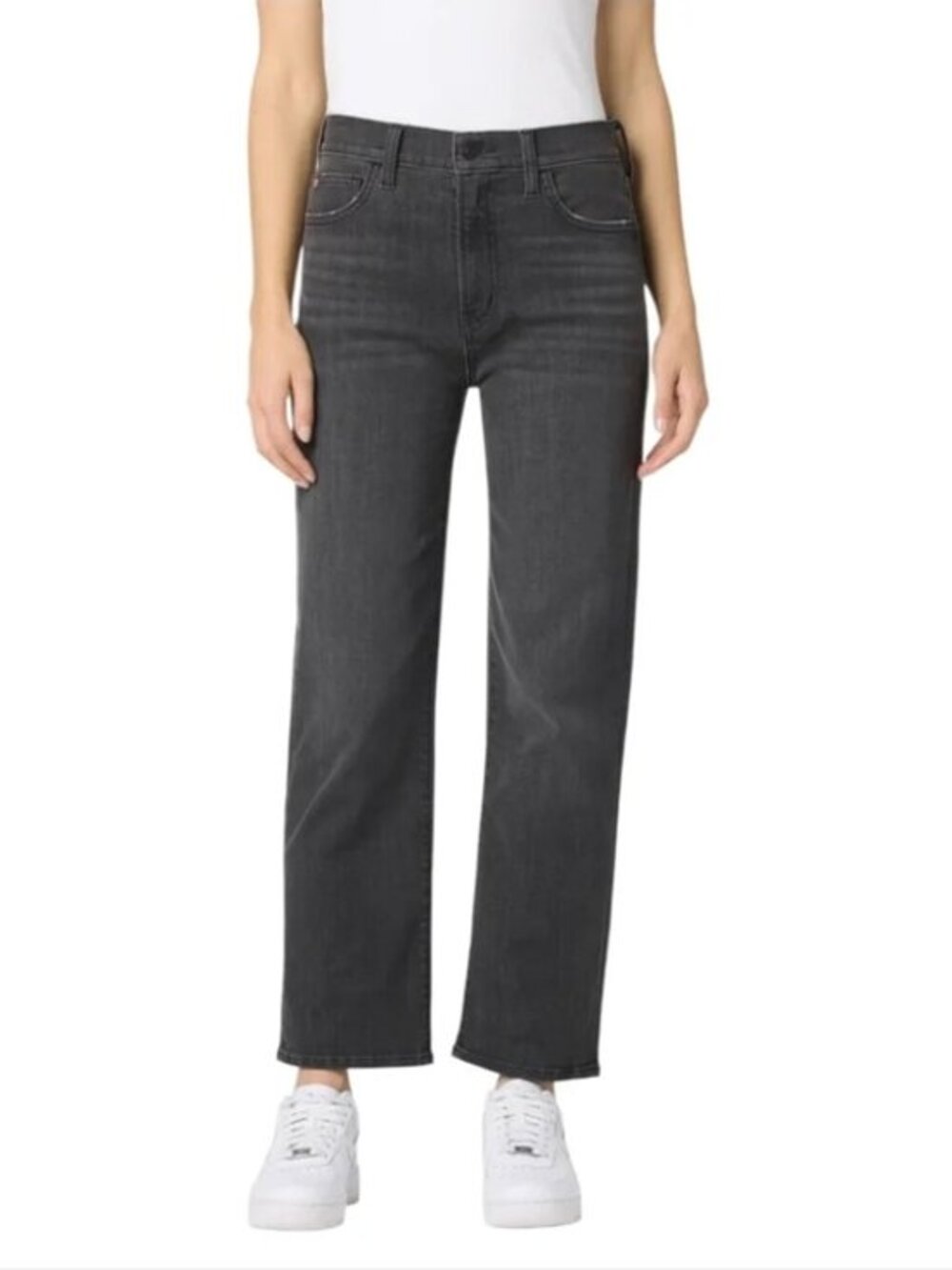 Hudson Mid Rise Straight Leg Jeans Washed Black Stretch Denim Women's Size 10